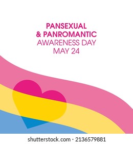 Pansexual and Panromantic Awareness Day vector. Waving panromantic pride flag icon vector isolated on a white background. May 24. Important day