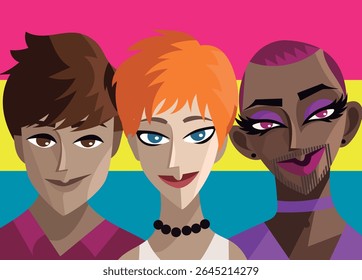 pansexual people with pride lgbt flag