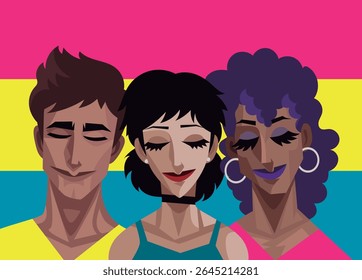 pansexual people with pride lgbt flag