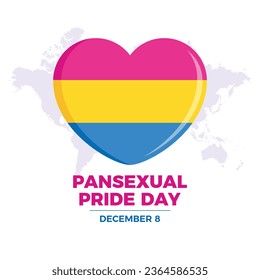 Pansexual Pride Day vector illustration. Pansexual flag in heart shape icon vector. LGBT love design element isolated on a white background. December 8 every year. Important day