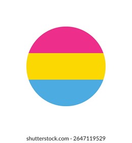 Ilustração do vetor da bandeira do orgulho pansexual em fundo transparente, símbolo moderno vibrante LGBT para campanhas de igualdade, marketing criativo e projetos de design gráfico inclusivo 