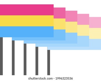 Pansexual pride month. Pansexual flags on white background. Tolerance and love. LGBT sexual minorities. Romantic attraction symbol. Design for banner and  poster. Vector illustration