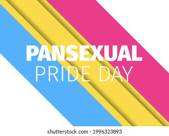 Pansexual pride month. Pansexual flags on white background. Tolerance and love. LGBT sexual minorities. Romantic attraction symbol. Design for banner and  poster. Vector illustration