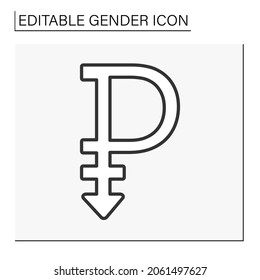  Pansexual symbol line icon. Non-binary gender identification. Gender concept. Isolated vector illustration. Editable stroke
