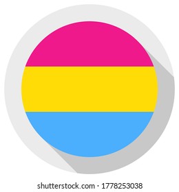 Bandera del orgullo de la pansexualidad, icono de forma redonda sobre fondo blanco
