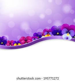 Pansies Borders Card, With Gradient Mesh, Vector Illustration