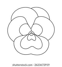 Icône d'Image vectorielle de ligne de panses, symbole d'alto tricolore, fleur d'alto minimale, Heartsease, Johnny Jump up ou trois visages Fleurs sur fond blanc