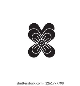 Pansy black vector concept icon. Pansy flat illustration, sign