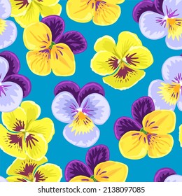 Pansy. Nahtloses Muster ohne Blumen. Viola-Blumen, Vektorgrafik 
