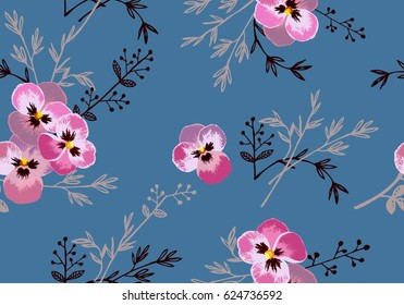 Pansy flower pattern vector.