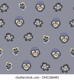 pansy flower seamless simple pattern