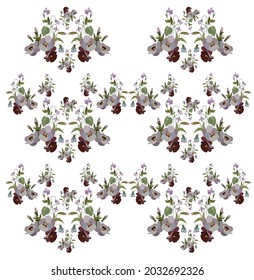 Pansy flowers, pattern with colorful pansy flowers.