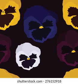 Pansy flowers seamless vector background