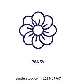 pansy icon from nature collection. Thin linear pansy, flora, spring outline icon isolated on white background. Line vector pansy sign, symbol for web and mobile