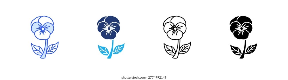 Pansy Multiple Style Icon Set Vector