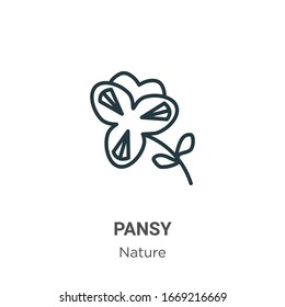 Pansy outline vector icon. Thin line black pansy icon, flat vector simple element illustration from editable nature concept isolated stroke on white background