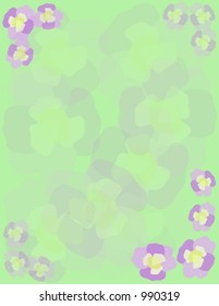 Pansy pattern soft colors, frame and background.