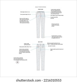 pant design and tech pack sketch for men or women