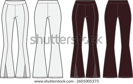 Women’s pant, Fashion Flat Sketch Vector Illustration, CAD, Technical Drawing, Flat Drawing, Template, Mockup.