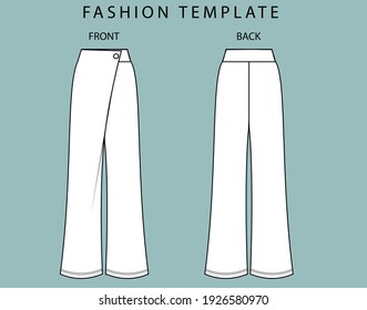 Pant Front Back View Fashion Flat Stock Vector (Royalty Free) 1926580970