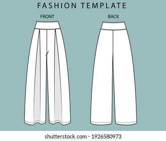 Pleated Pant Front Back View Fashion Stock Vector (Royalty Free ...