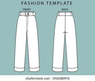 Pant Front Back View Fashion Flat Stock Vector (Royalty Free) 1926580970