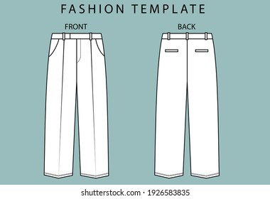 Pant Front Back View Fashion Flat Stock Vector (Royalty Free ...