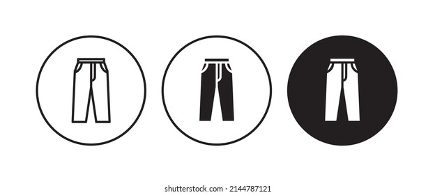 pant icon, Joggers, trousers, Denim  or pants vector, sign, symbol, logo, illustration, editable stroke, flat design style isolated on white