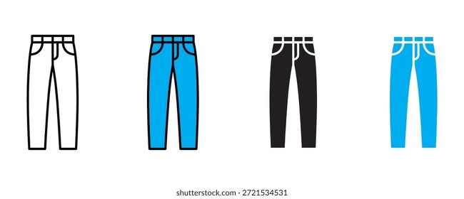 Hosen-Symbol setzt Vektor auf weißem Hintergrund.  Jeans, Mode, Kleidung Symbol. Vektorgrafik.