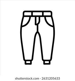 Icono de objeto de pantalón diseño de arte moderno en blanco y negro con contorno audaz 
