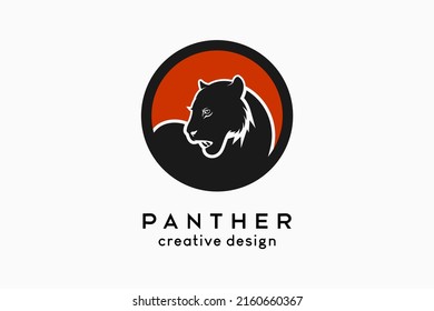 Panter logo design, panter silhouette in a circle with simple creative concept