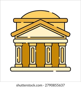 Pantheon Building Flat design style classical roman temple architecture ideal for travel history and landmark themed graphics