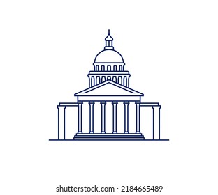 Pantheon Gebäude in Paris, Frankreich Linie Symbol Design. Fassade eines historischen Gebäudes in der Stadt Paris lineare Illustration. Berühmte Denkmäler in Frankreich - Linienkunst