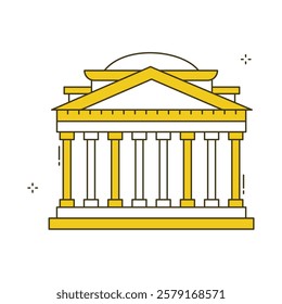 Pantheon Historic Travel Destination Vector Icon Design