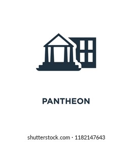 Pantheon icon. Black filled vector illustration. Pantheon symbol on white background. Can be used in web and mobile.