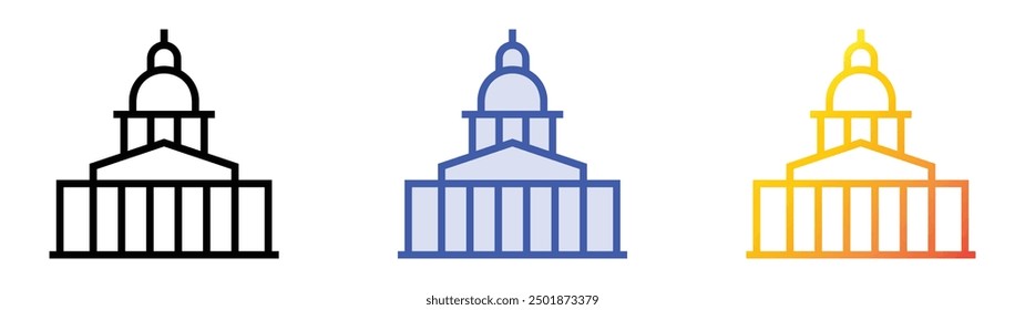 Pantheon icon. Linear, Blue Fill and Gradient Style Design Isolated On White Background