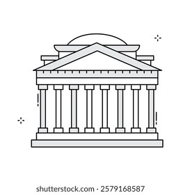 Pantheon Iconic Classical Architecture Vector Icon Design