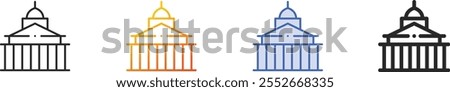 Pantheon icon.Thin Linear, Gradient, Blue Stroke and bold Style Design Isolated On White Background