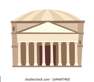 Pantheon, Italy architecture landmark vector illustration. Rome, old Roman buildin. Ancient Greek architectural monuments. Famous historical landmark. Hand drawn isolated icon on white background