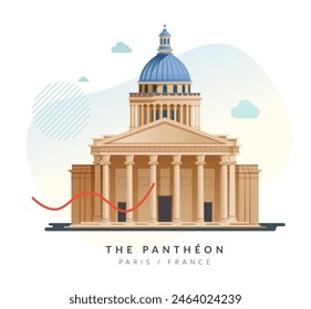 Das Pantheon - Monument in Paris, Frankreich - Stock Illustration als EPS 10 Datei