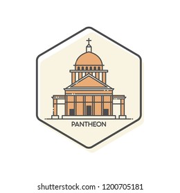 Pantheon - Paris, France Lineal Icon - Landmark Buildings Icon Vector Illustration Concept.