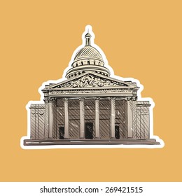 Pantheon in Paris, France. Vector illustration