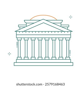 Pantheon Roman Architectural Heritage Vector Icon Design