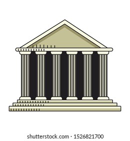 Pantheon of rome icon over white background, vector illustration