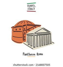 Die Touristenattraktion Pantheon Rom Handgezeichnete Illustration