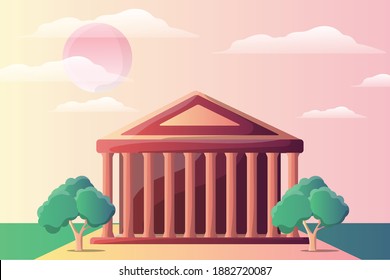 Pantheon temple illustration landscape for a tourist attraction