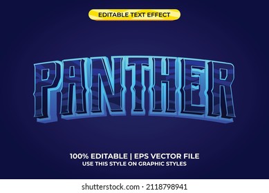 Panther 3d text effect with fresh and mythology theme. blue typography template for game or film tittle.