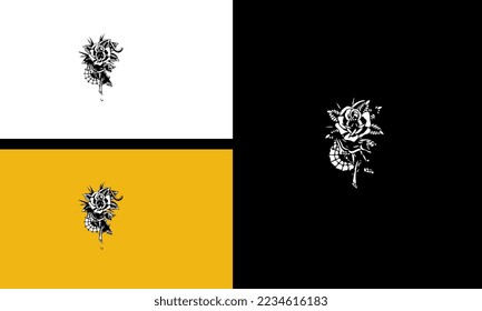 panther angry with flowers vector outline design