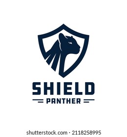 panther animal shield illustration logo design