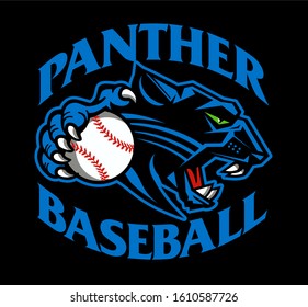 panther baseball team design with mascot holding ball for school, college or league